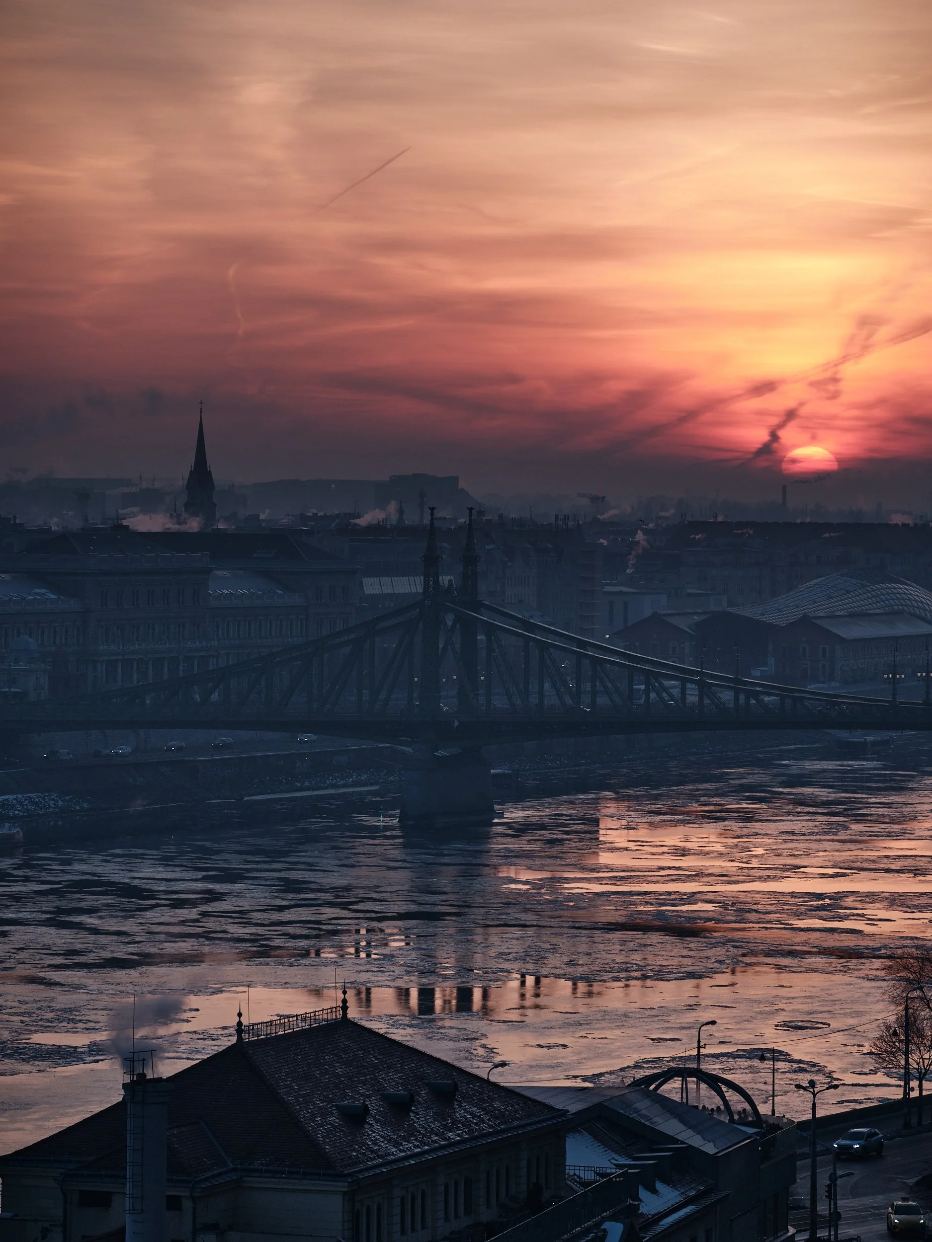 Sunrise over Budapest viewed from Gellert Hill