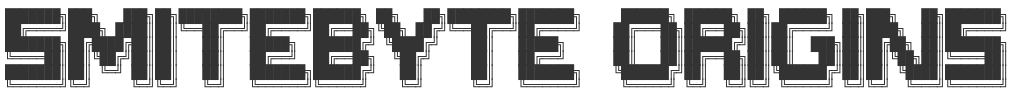 The words 'SmiteByte Origins' written in a pixelated, blocky font.