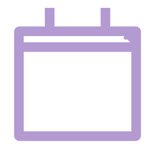 A simple line drawing of a calendar with two top loops for hanging.