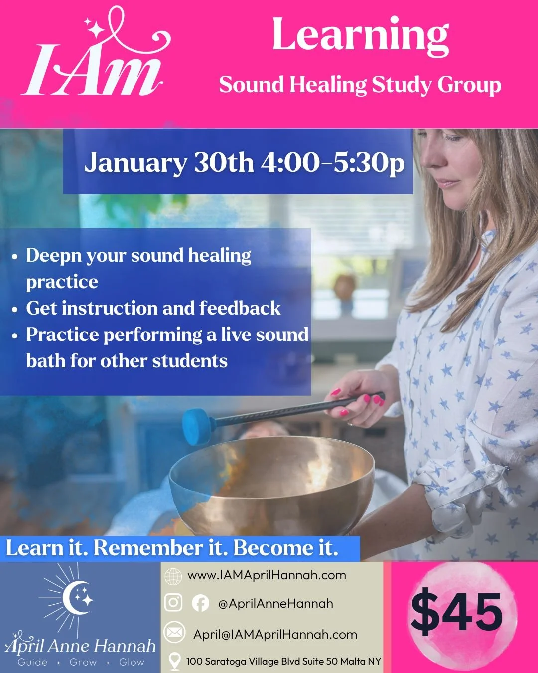 Sound healing is meant to be practiced in community.

Our Sound Healing Study Group in our I AM LEARNING track  is a sacred space for sound healers to:
🌿 Learn from one another
🌿 Refine techniques
🌿 Gain confidence leading sound baths
🌿 Receive t