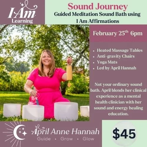 😲This event was unexpected! But, I'm running a sound bath for a corporate company in the studio today at 11:30am and since I will have all of the tables and chairs up, I figured I would hold an I AM Affirmation sound bath for you.

🩷Join me for a o