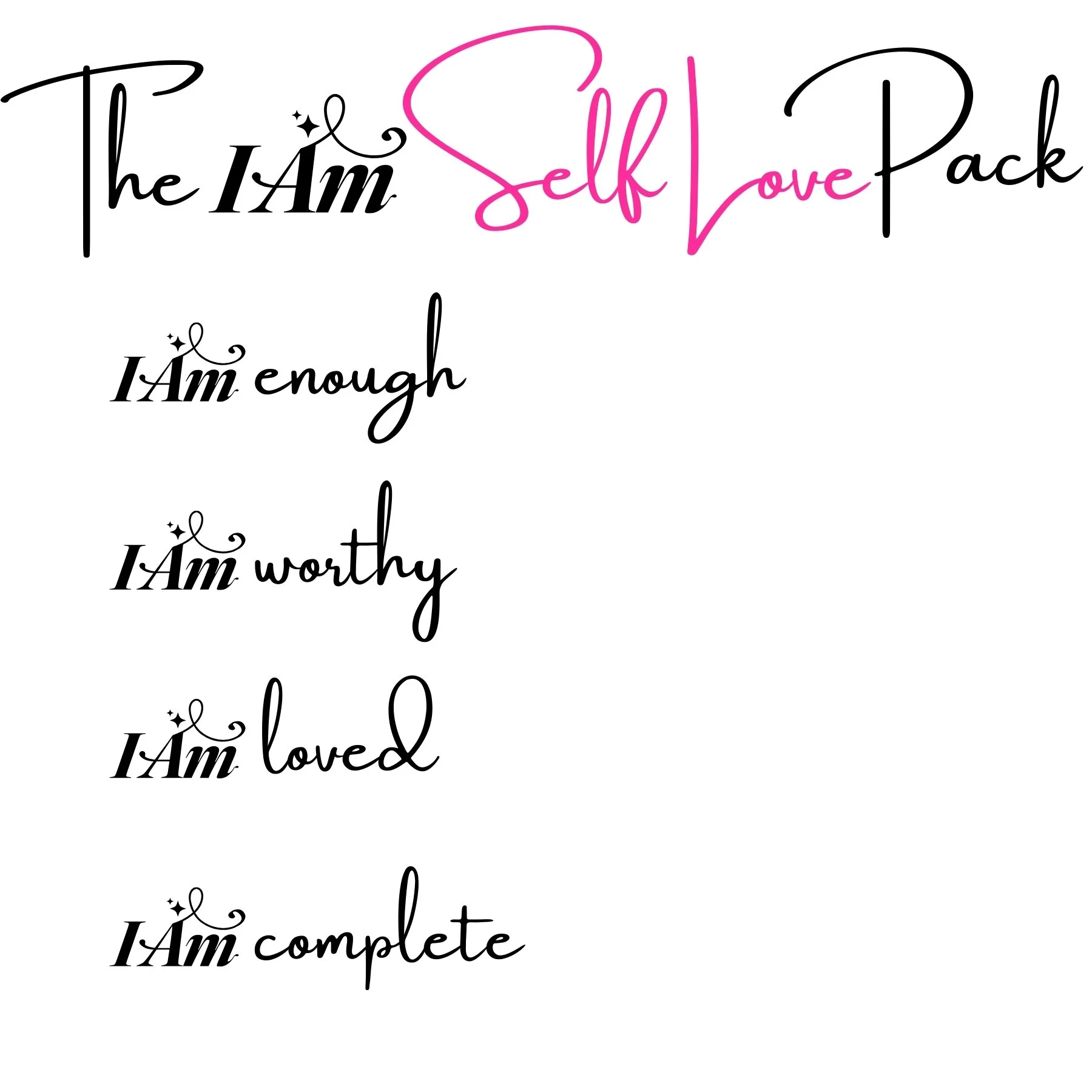 I AM Self Love Temporary Tattoo Pack