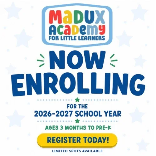 Now enrolling for the 2026 to 2027 school year!

Madux Academy is accepting applications for Little Learners and Explorer&rsquo;s Club. Our programs offer a warm, playful, and engaging environment where children can grow, explore, and build confidenc