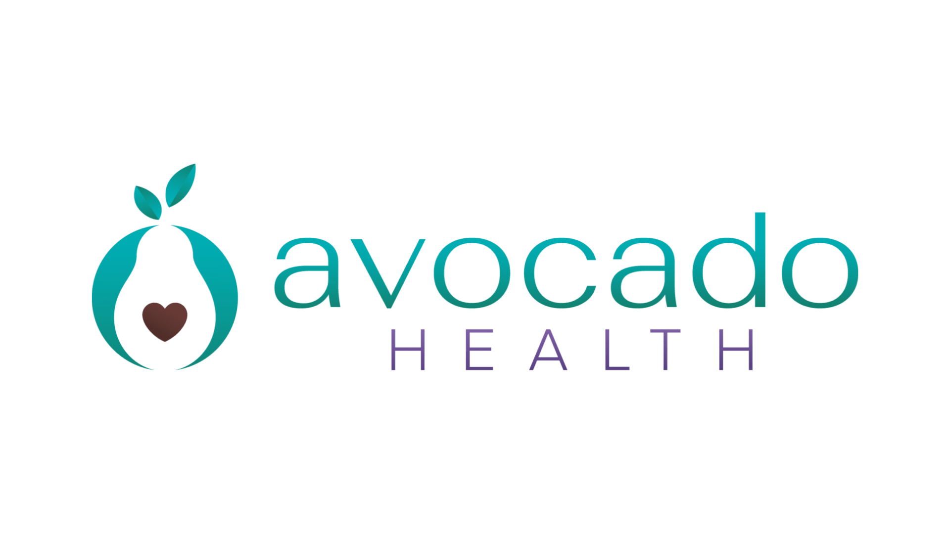 Logo for Avocado Health featuring a stylized avocado with a heart inside and two leaves on top, with the words "avocado" in teal and "HEALTH" in purple.