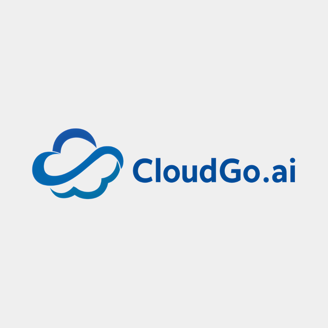 CloudGo.ai logo with a stylized cloud icon intertwined with a blue infinity symbol, and the text 'CloudGo.ai' in bold blue font.