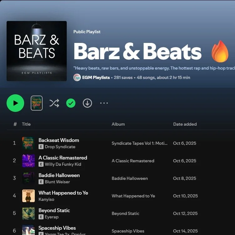 PalmSid3 Extras still pushing forward. &lsquo;Life I Live&rsquo; just landed on a new Spotify playlist AND got added to their YouTube playlist. Big shoutout to @elgrandemusic_eu for the support &mdash; real curators helping real artists move.
More re