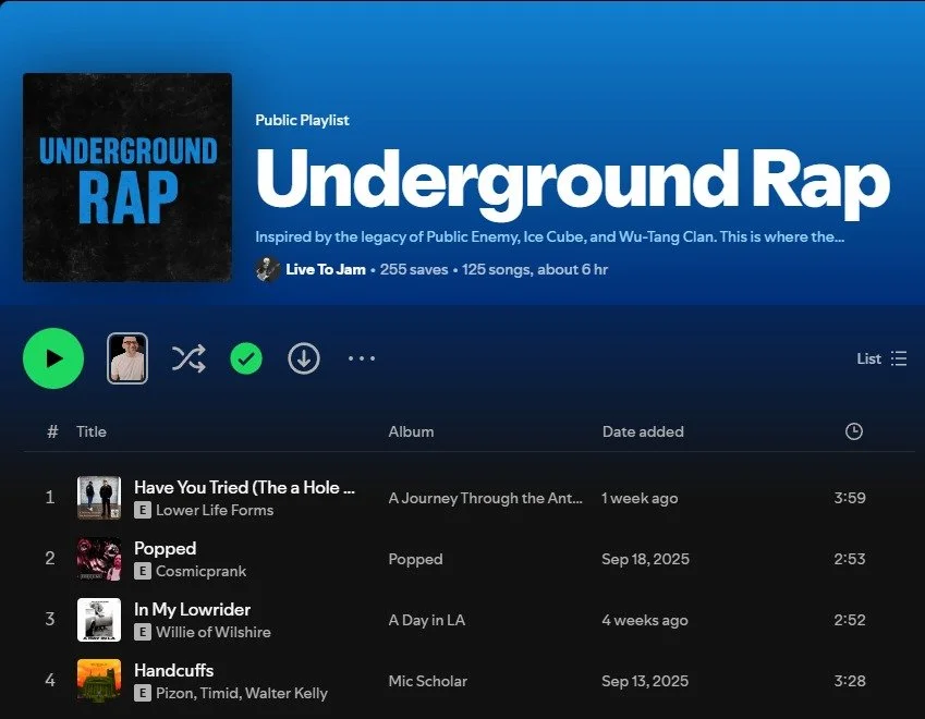 Don&rsquo;t Mean None&rsquo; officially added to the Underground Rap playlist.
Every placement boosts the EP.
The catalog is growing, and the audience is following right behind it.
#Tn0Jay #DontMeanNone #PalmSid3Extras #PlaylistAdd #IndependentArtist