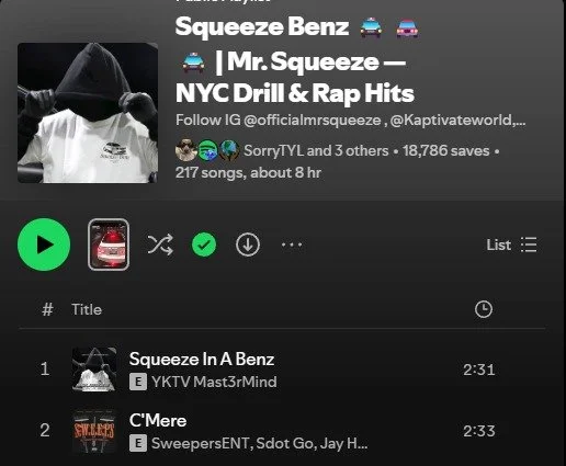 Another one.
&ldquo;Up 2k You&rdquo; has been added to Squeeze Benz &mdash; NYC drill &amp; rap heat curated by @wavyworldrecordsplaylisting

West Coast energy cutting through an East Coast lane.
Exactly how we want it.

PalmSid3 Extras out now every