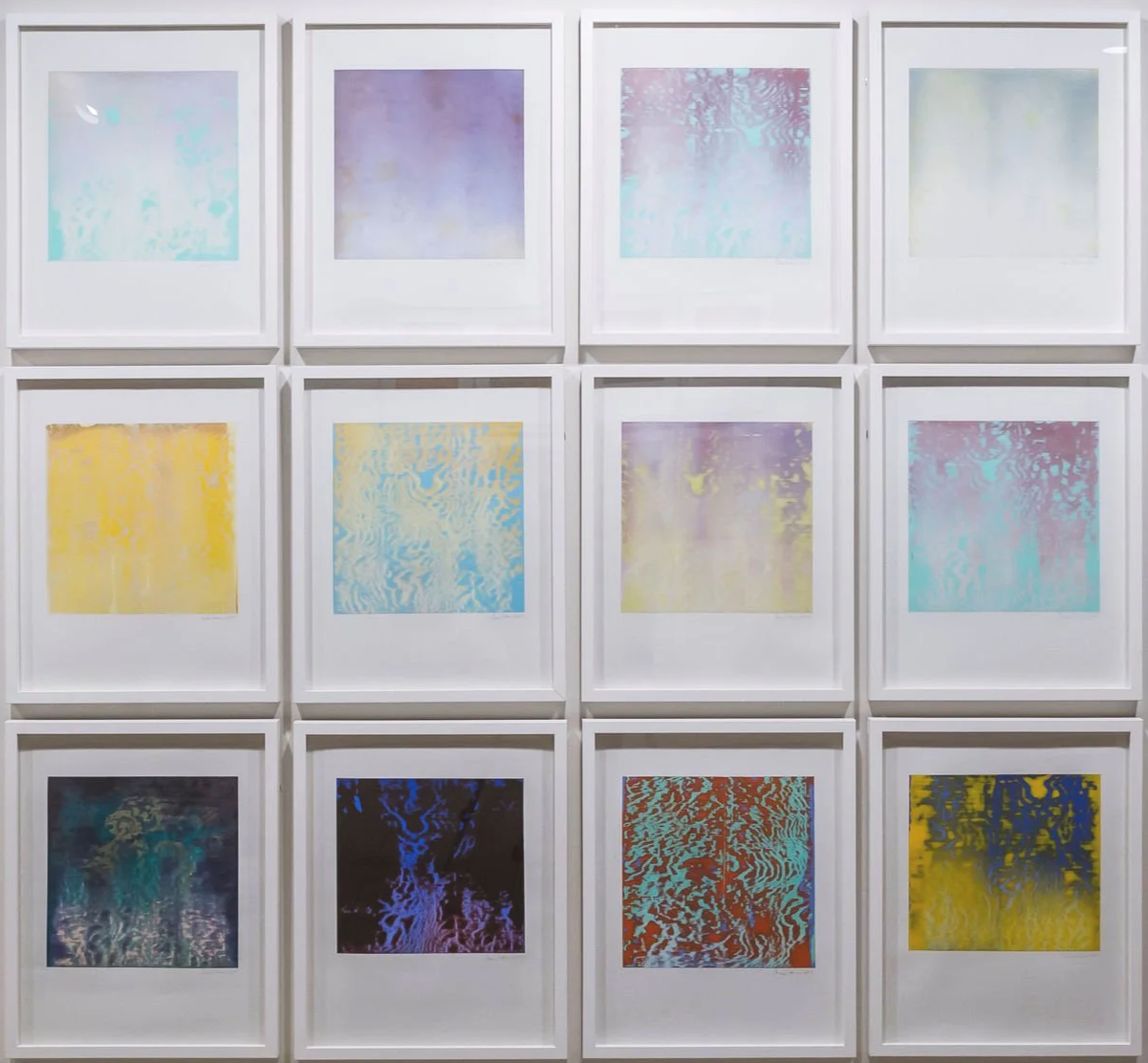 Nano Fields 1-24, 2019, Acrylic on powdered stone paper, 20x16 inches each