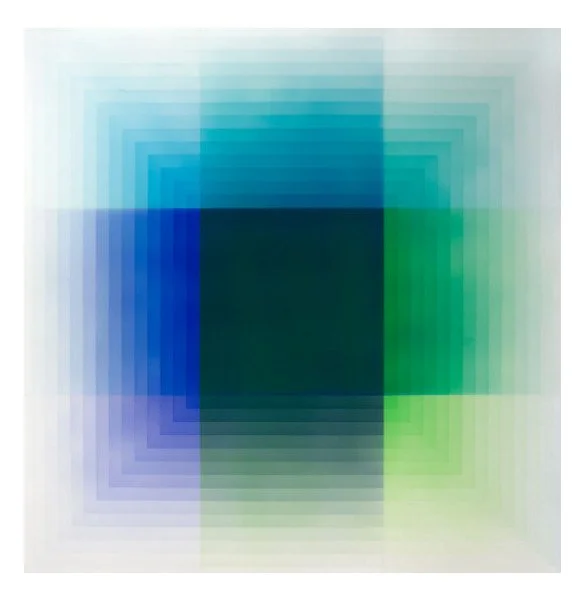 Kin (Green/Blue), 2015, Acrylic on aluminum, 60x60 inches