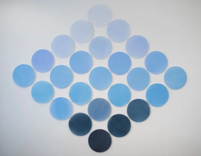 Fall Blue over Saskatoon, 2019, Acrylic on 25 panels, 13.5x13.5 inches