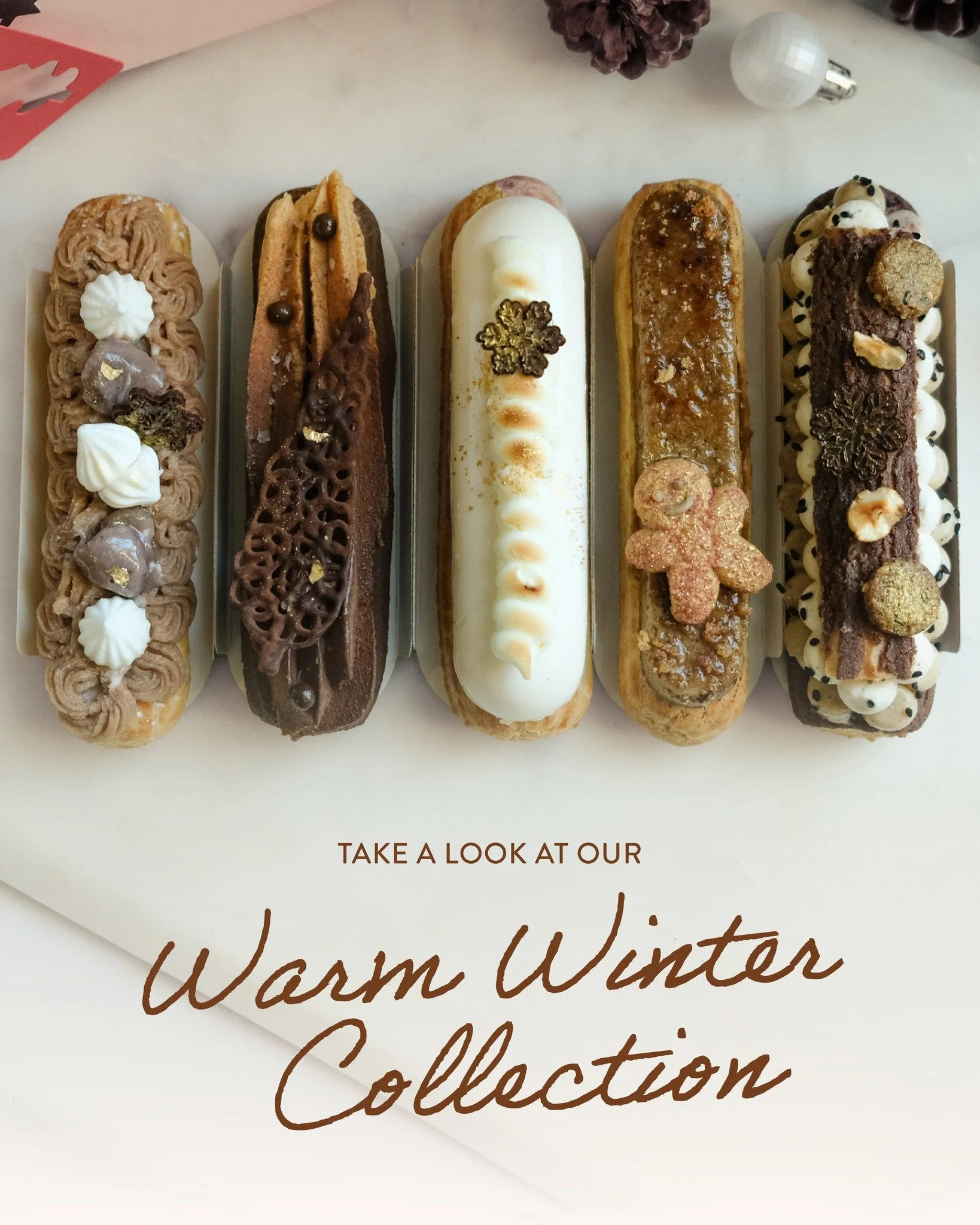 ⚠️Warning⚠️ you may fall in love!
Five seasonal &eacute;clairs that are rich, cozy, bright, and beautifully festive.
Tap the link in our bio to save your box 🤍