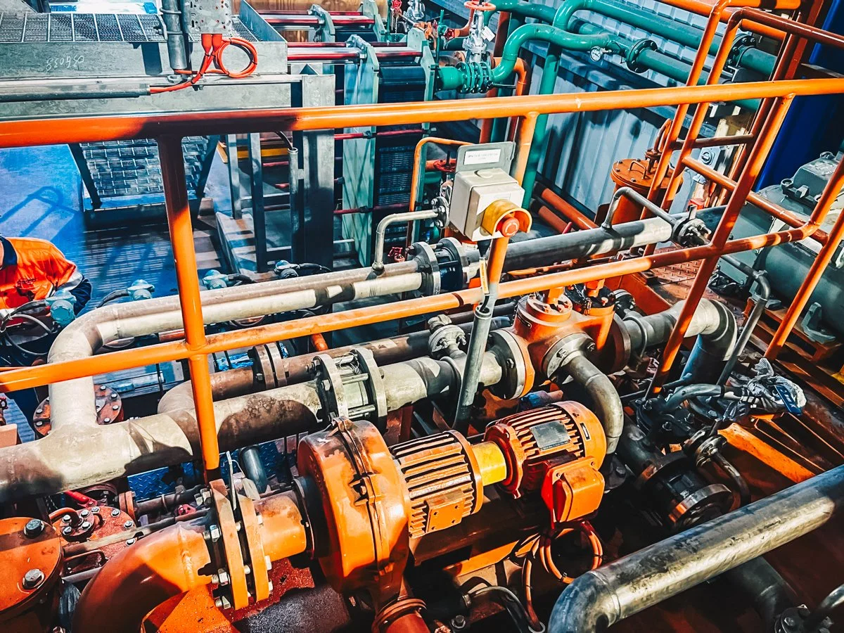 Electrical and engine equipment along with a red safety stop button