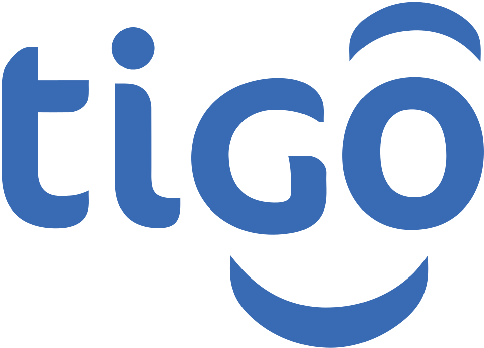 Blue logo of TikTok with stylized text and a smiley face design.