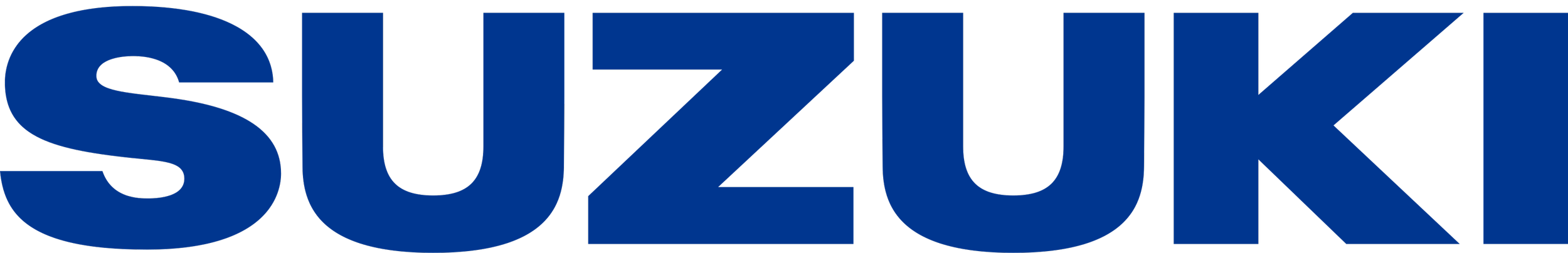 Close-up image of the blue Suzuki logo.