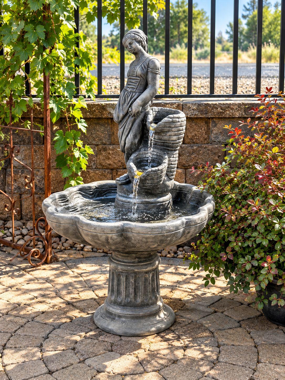 A stone fountain with maiden