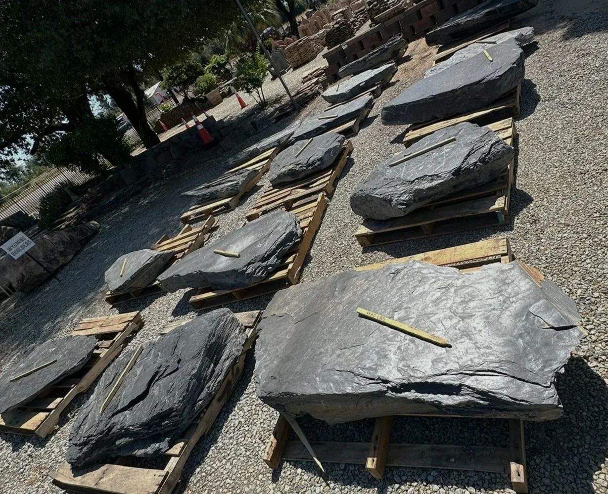 Modern Black Boulders elegant yard clean fresh look