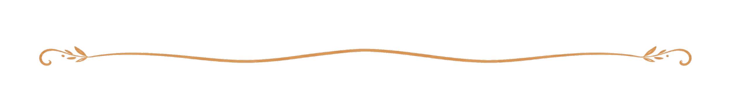 Decorative horizontal line with curling ends and leaf accents.