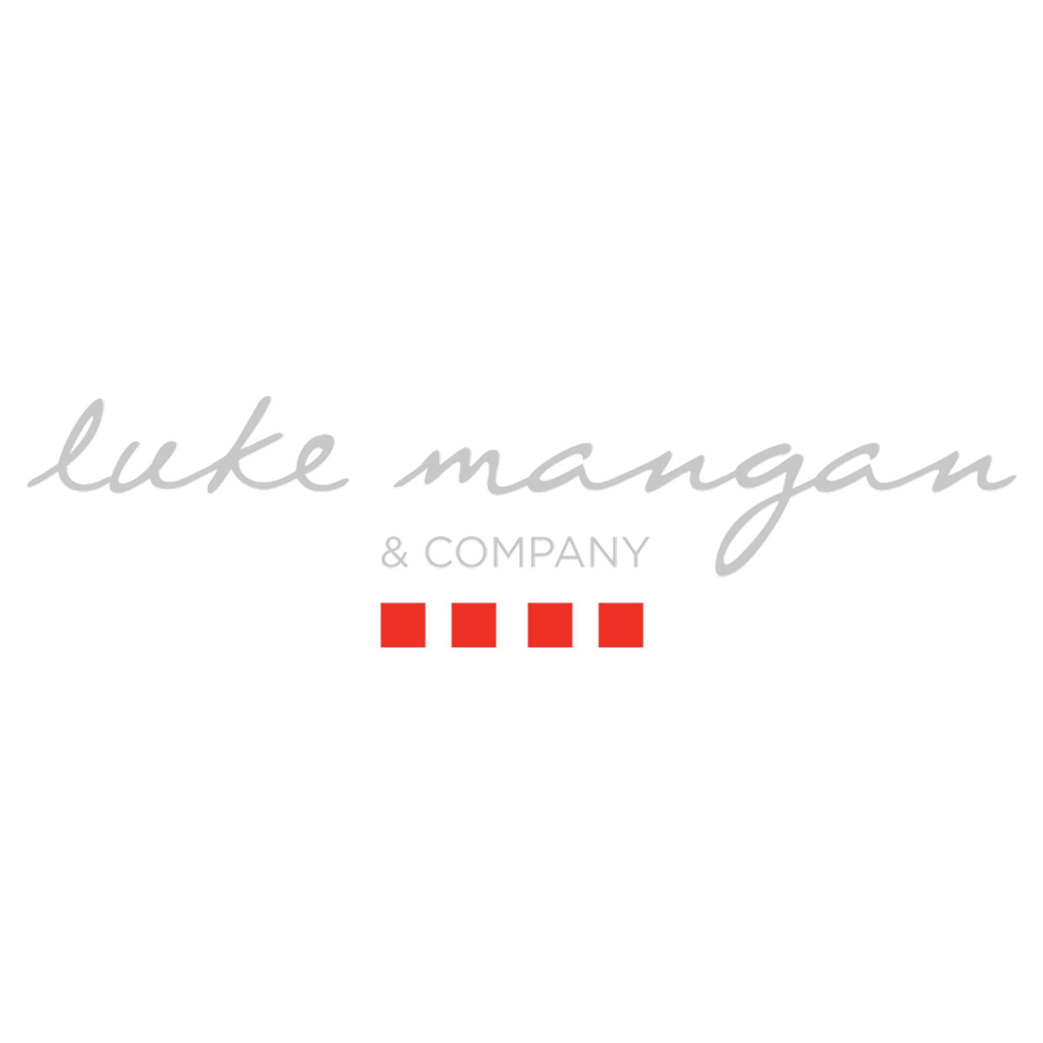 A black background with white and red text that reads 'Luxe Managment & Company' with three red vertical lines beneath the text.