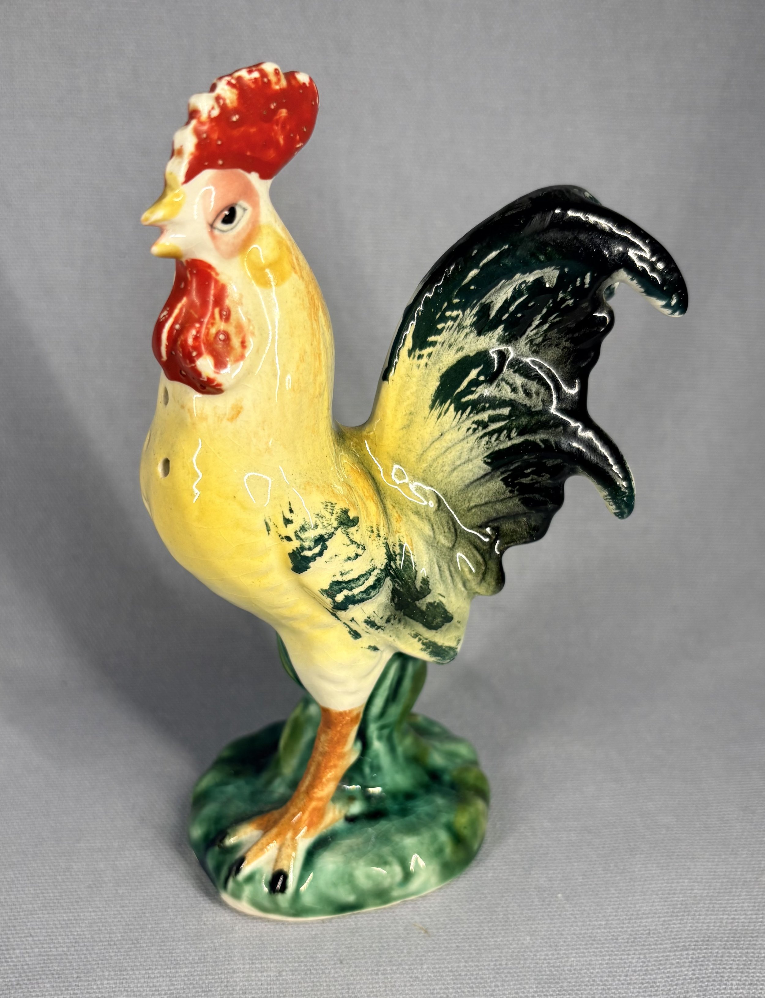 French Ceramic Rooster Figure / Hand-Painted Cockerel Ornament