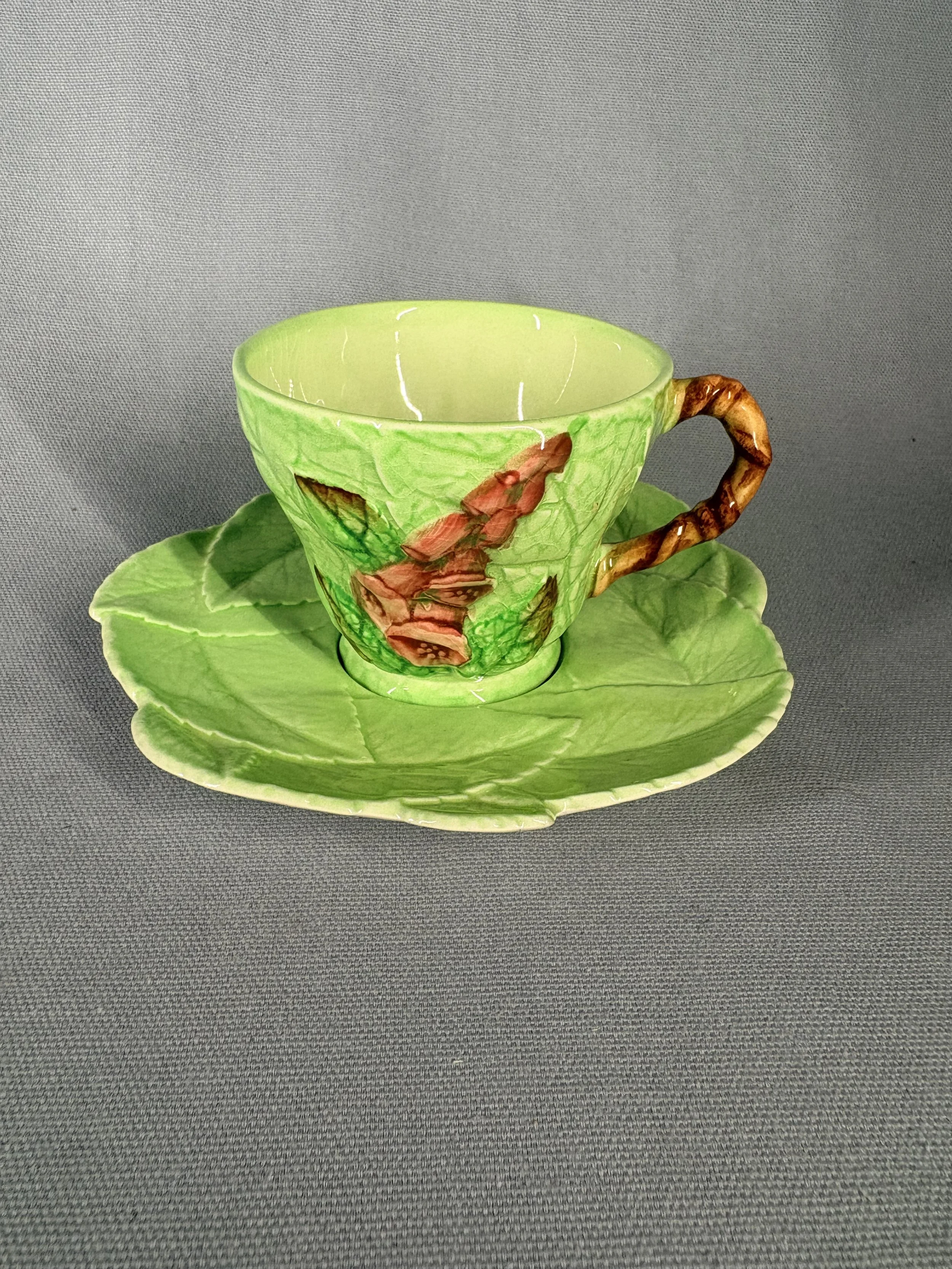 Vintage Carlton Ware Foxglove Cup & Saucer – Art Deco Leaf Design c.1930s