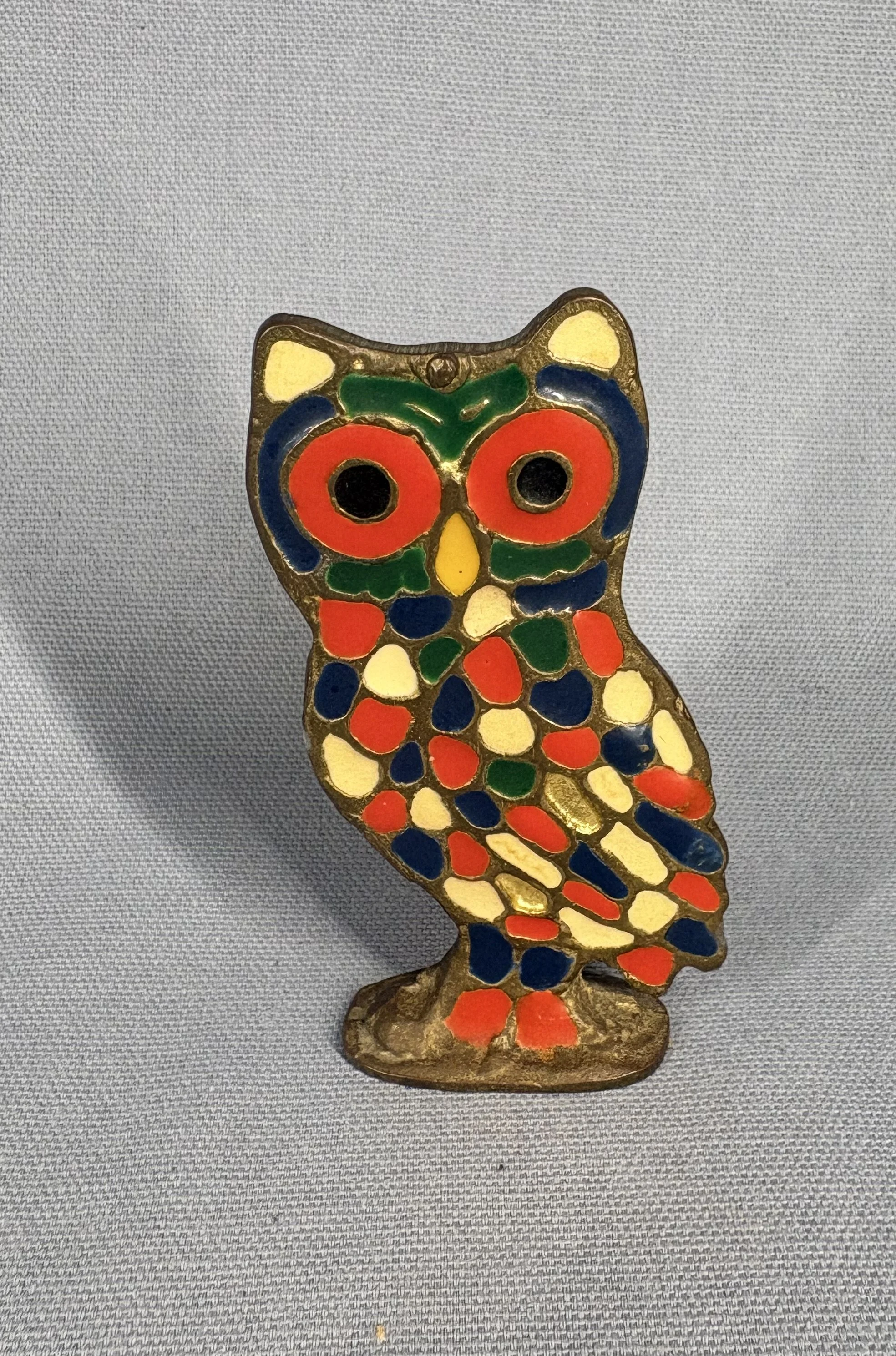 Vintage Cloisonné Enamel Owl Figure