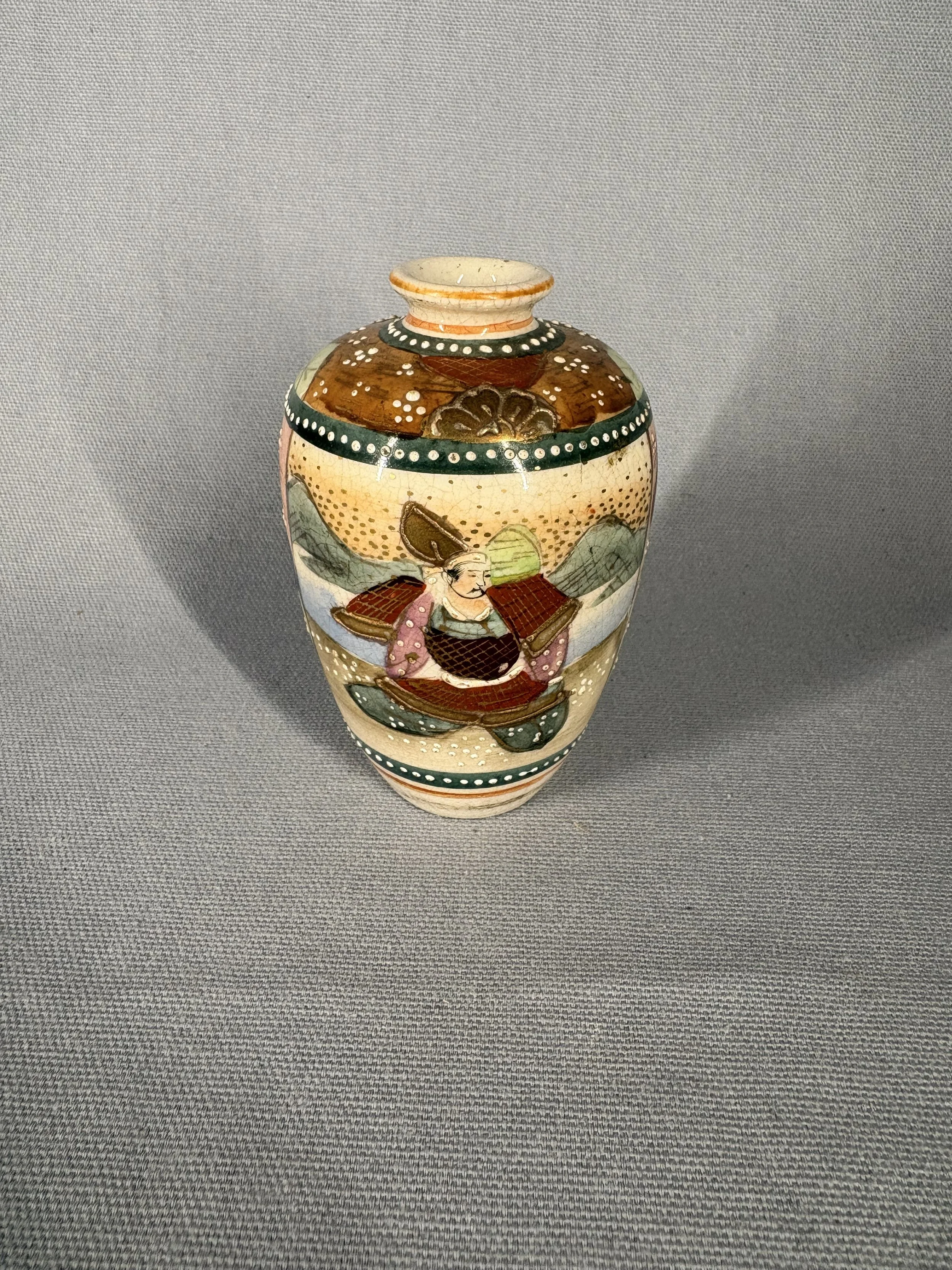 Japanese Satsuma Earthenware Cabinet Vase