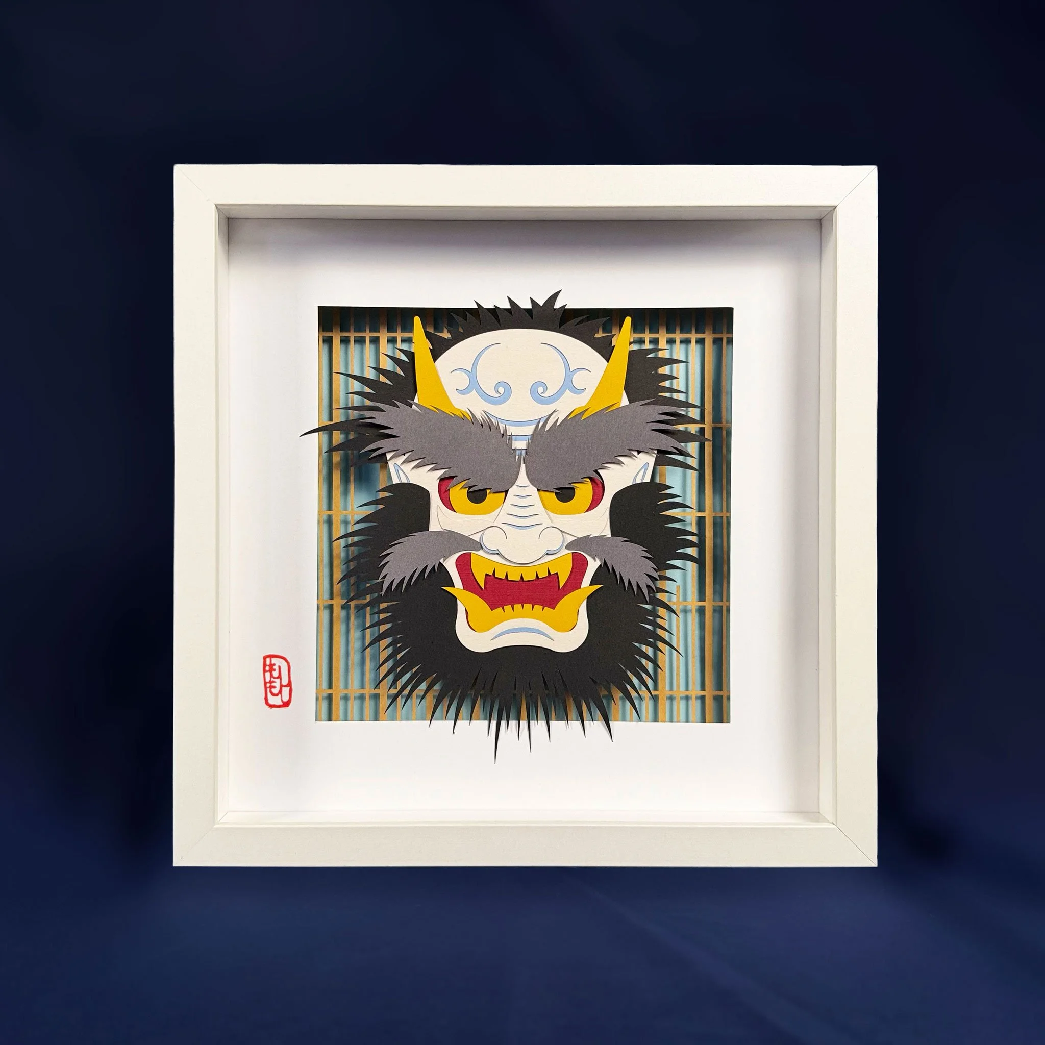 Shadowbox art - White oni