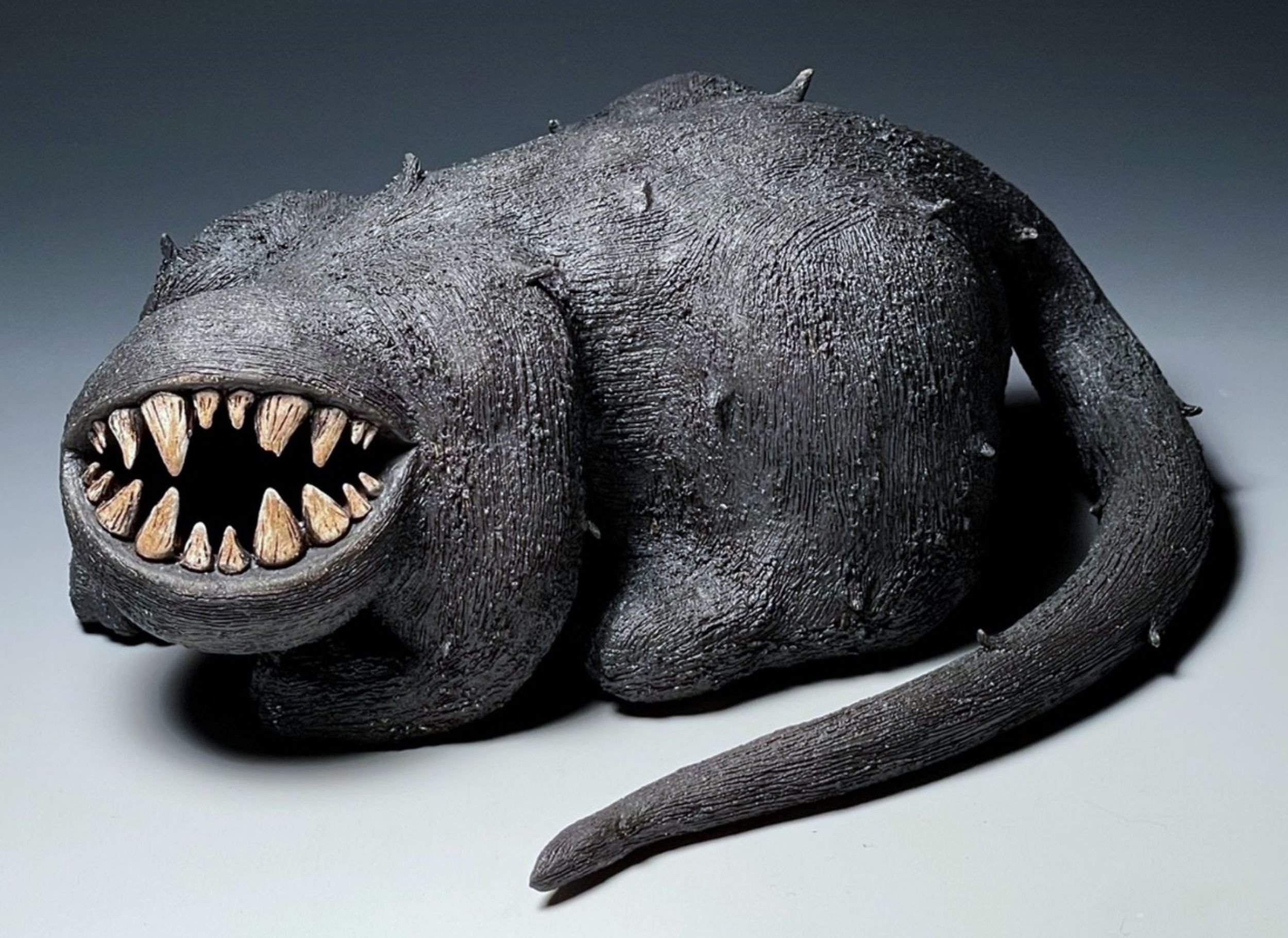 Feisty, Δ6 Stoneware, Iron-Manganese Stain, Glaze, 4" x 9.5" x 7.5", 2024