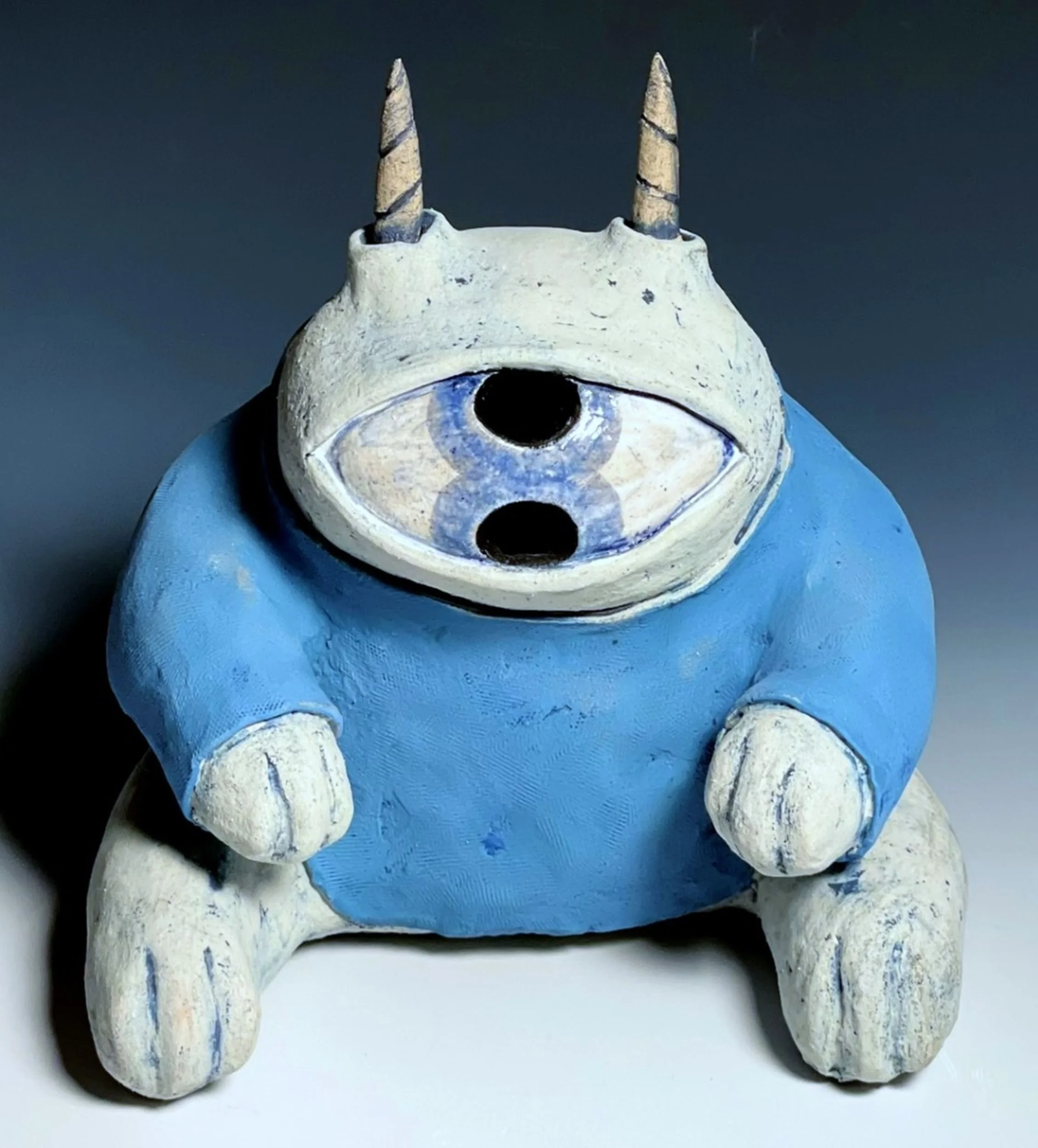 Chonker, Δ6 Stoneware, Iron-Manganese Stain, Cobalt Stain, Glaze, 8.5" x 8" x 9", 2024