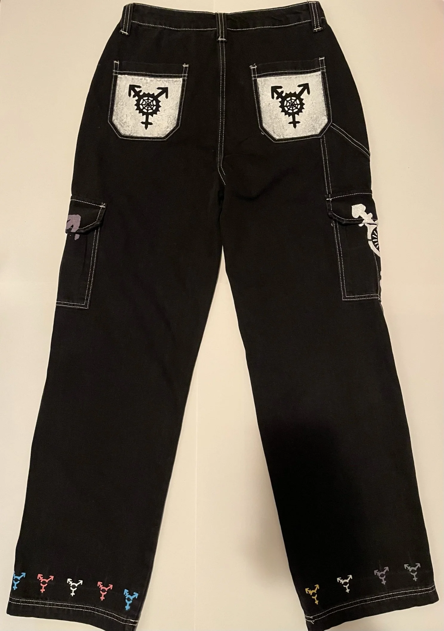 Trans Pants (Back), Stencil, Denim, Acrylic, 41.5" x 15" x 10.5", 2023