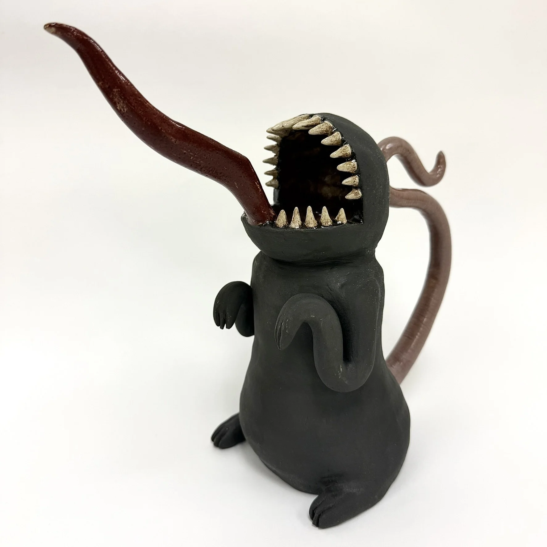 Singing Rat, Δ6 Stoneware, Iron-Manganese Stain, Glaze, 9.25" x 4.5" x 10", 2026