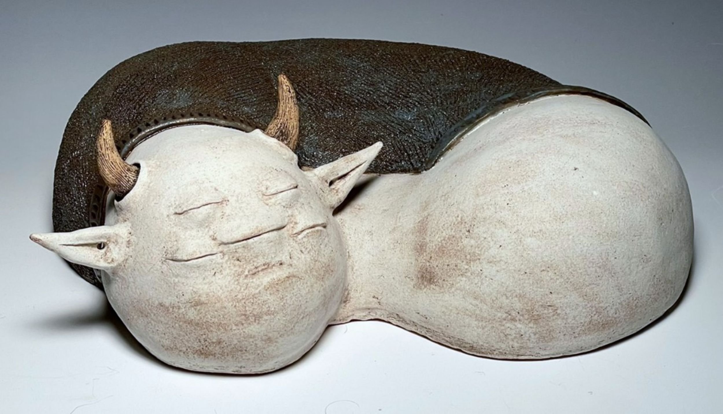 Fatigued, Δ6 Stoneware, Iron-Manganese Stain, Glaze, 5" x 13.5" x 11.25", 2024