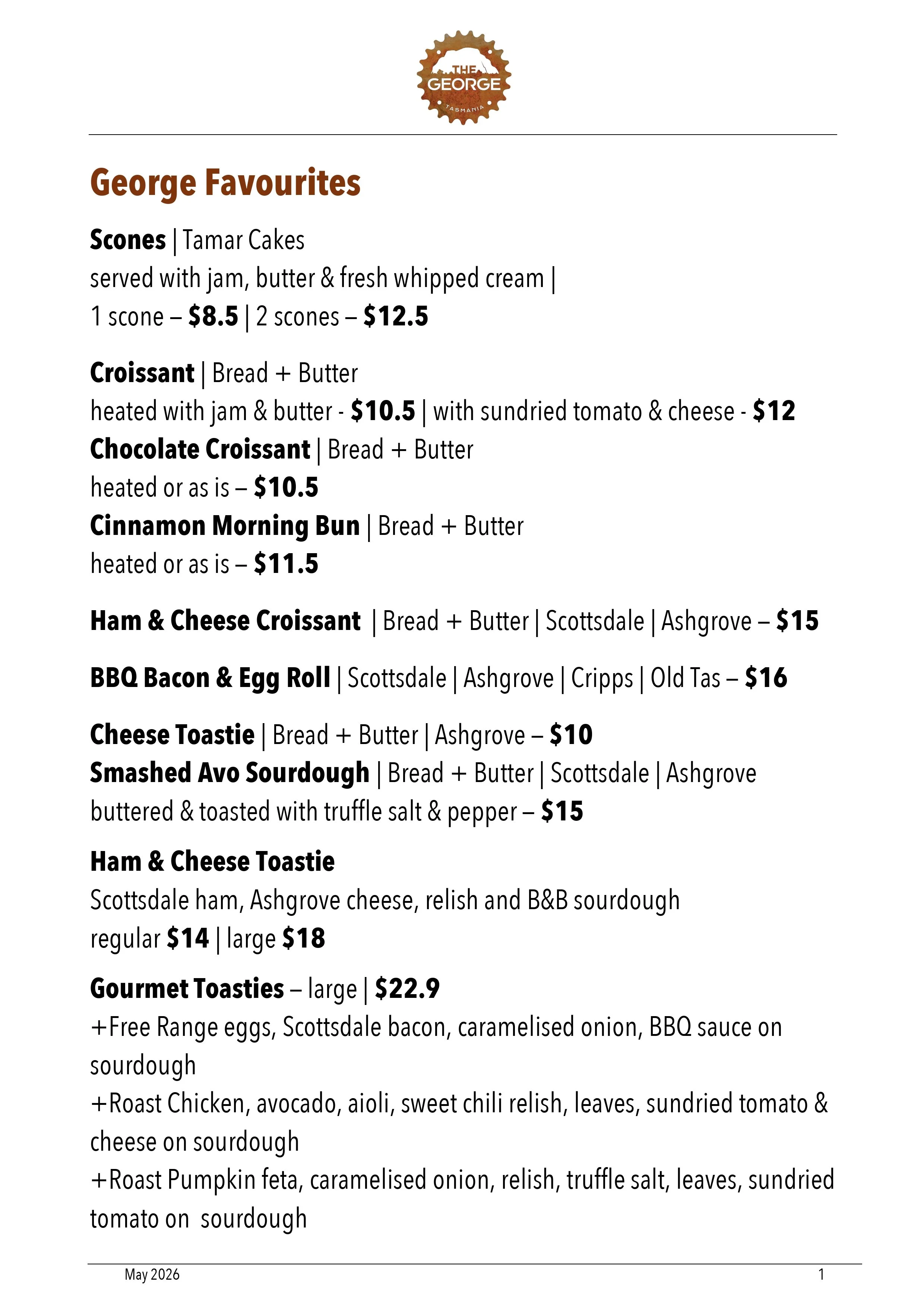 Cafe Menu 1