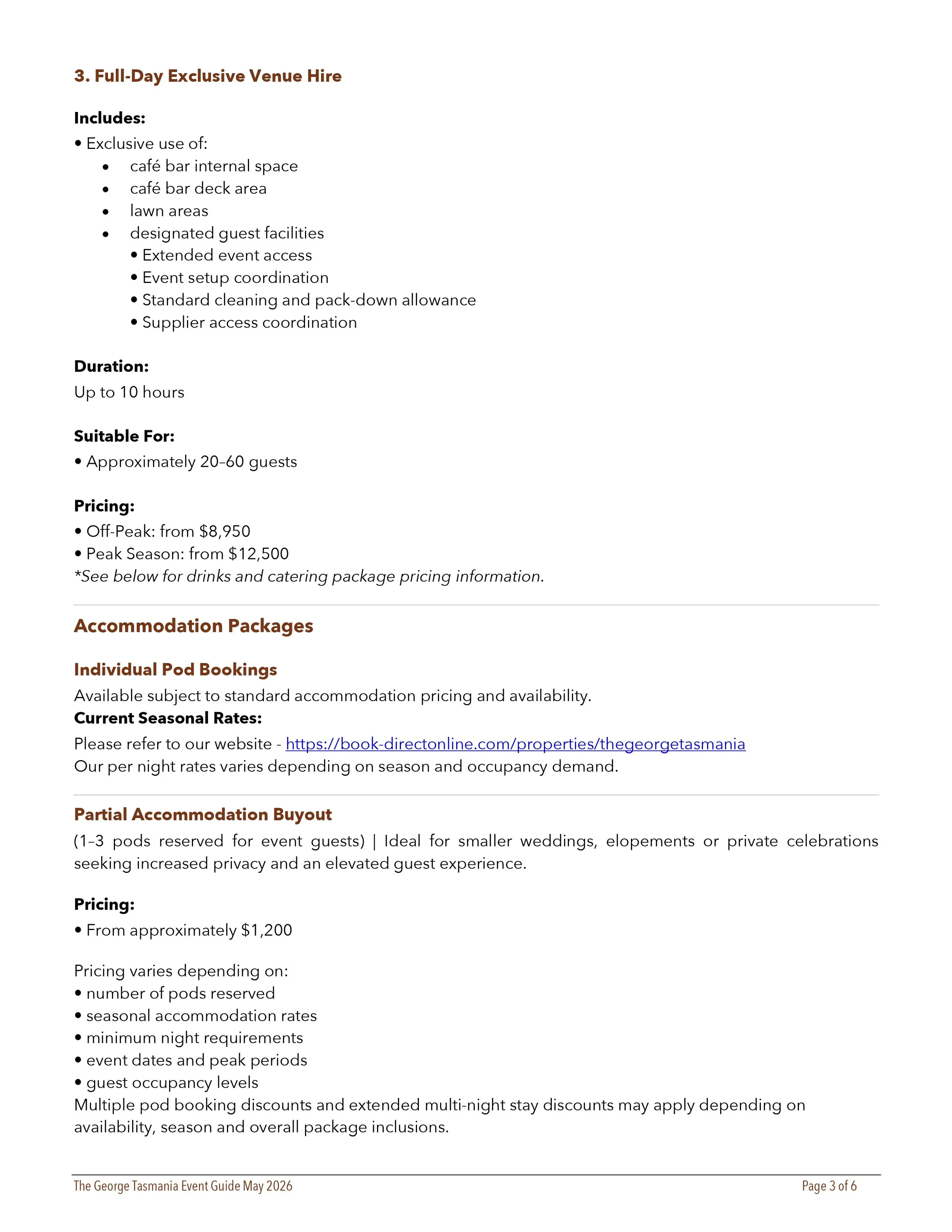 Private Event & Site Booking Guide 3