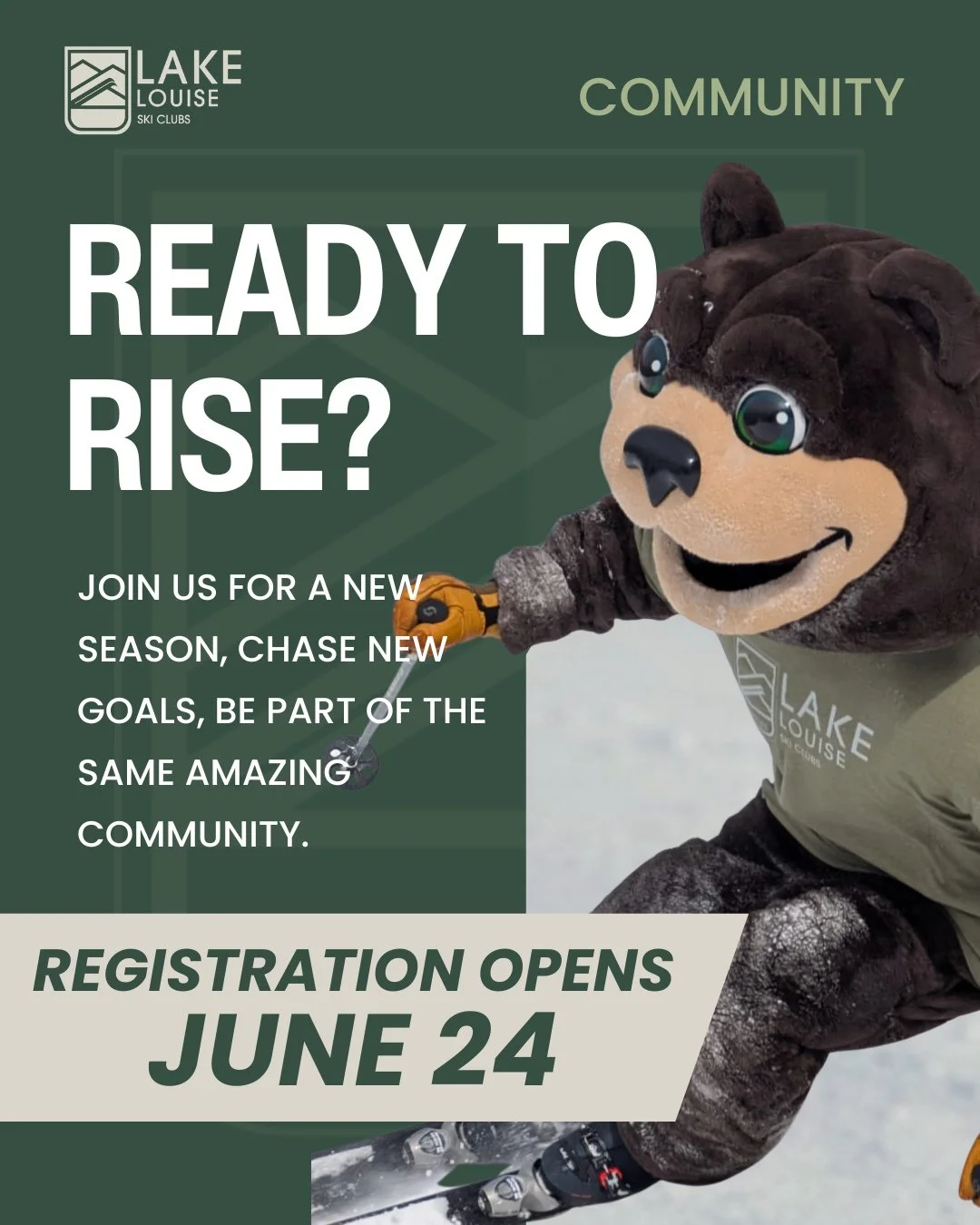 REGISTRATION OPENS JUNE 24 at 8PM⁠
⁠
Join us for a new season, chase new goals, and be part of the same amazing community. ⁠
⁠
Whether you are discovering the Lake Louise Ski Clubs for the first time, or back for another winter, we can't wait to welc