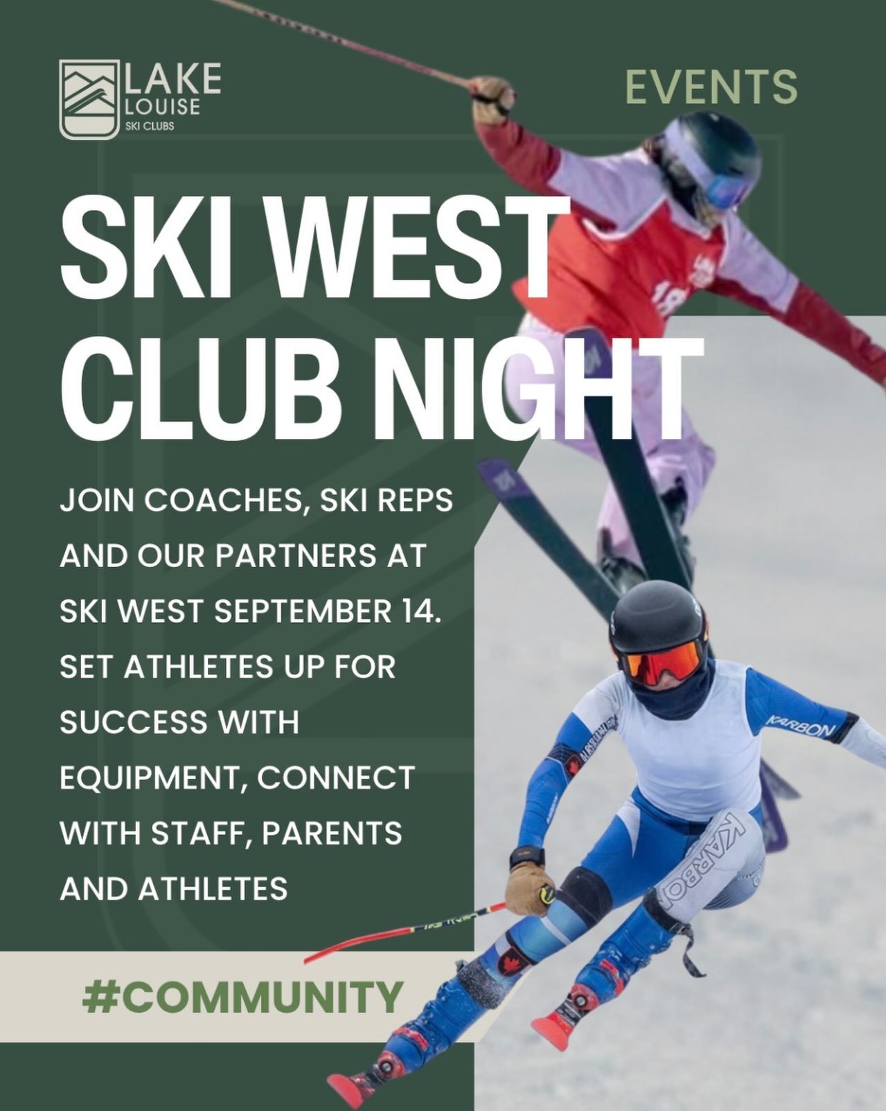 Hope to see lots of our members at Ski West Monday night! 🎿

Huge thanks to @skiwest.ca for hosting and supporting our athletes and membership!

P.S. No dryland September 14 in lieu of this event.

#LakeLouiseSkiClubs #OneTeamOneDream #SkiWest #read