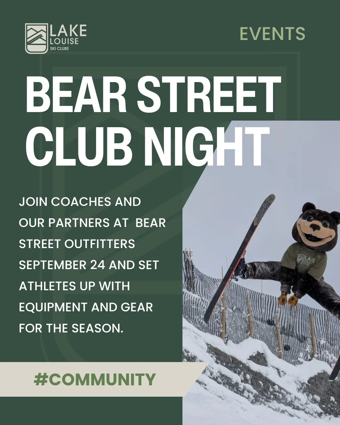 Bear Street Club Night is TOMORROW! Visit our coaches and expert boot fitters at @bearstreetoutfitters from 5 - 8:30.  Get geared up with new equipment, and try on Huski Wear samples before you order your new team jacket! ⁠
⁠
You can also drop off Si