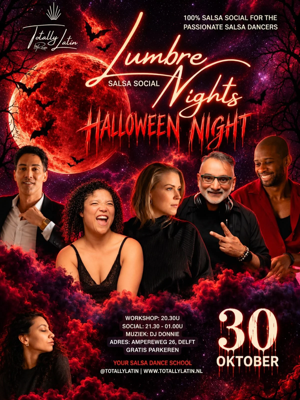 Lumbre Nights 🎃 Halloween

Let&rsquo;s go scary or sexy &hearts;️

20.30u - Salsa on2 workshop met Micha &amp; Raisa
21.30u - 100% salsa dansjes met DJ Donnie 💃🏻🕺🏻

TotallyLatin Studio
Amp&eacute;reweg 26 Delft
Gratis parkeren

Early &euro;7,50
