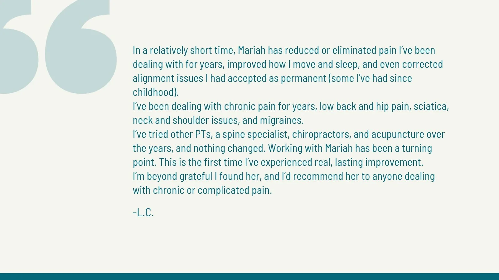 This is our WHY. 🤎

Behind every testimonial is a person, a story, and a goal that matters.

It&rsquo;s the runner getting back to the miles they love. The parent who can keep up with their kids. The person who can move without fear, return to the g