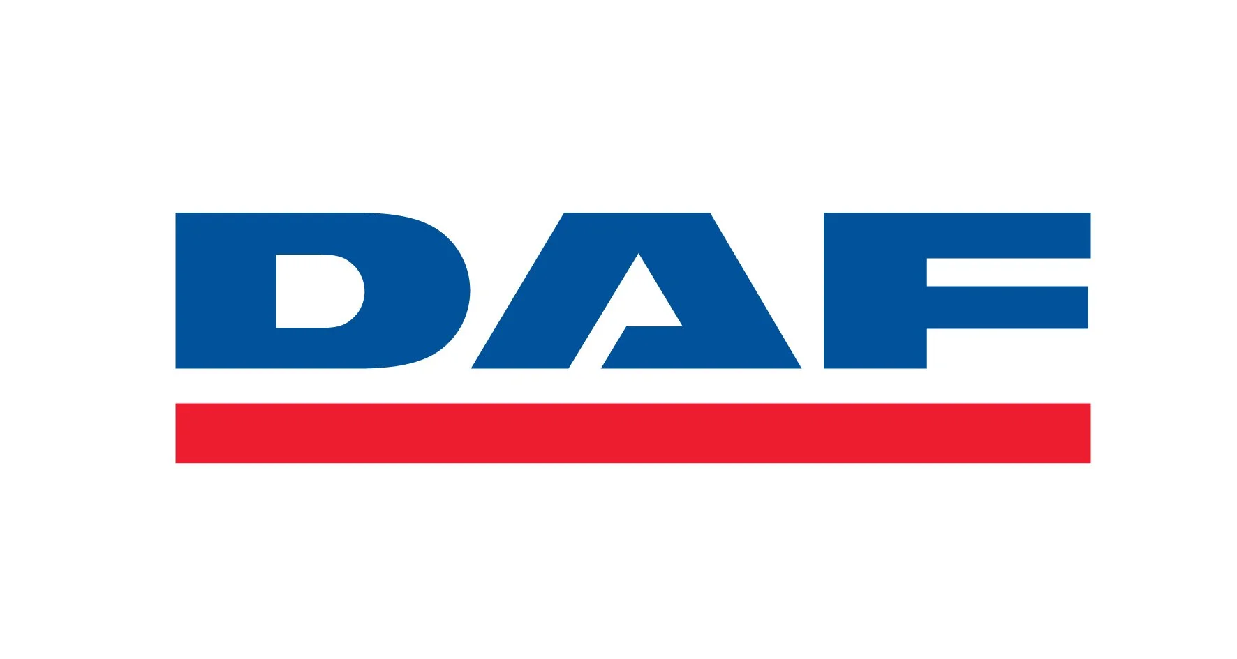 Logo of DAF truck manufacturer with blue letters and a red underline.