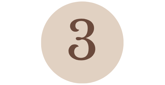 Number 3 inside a beige circle with a black background.