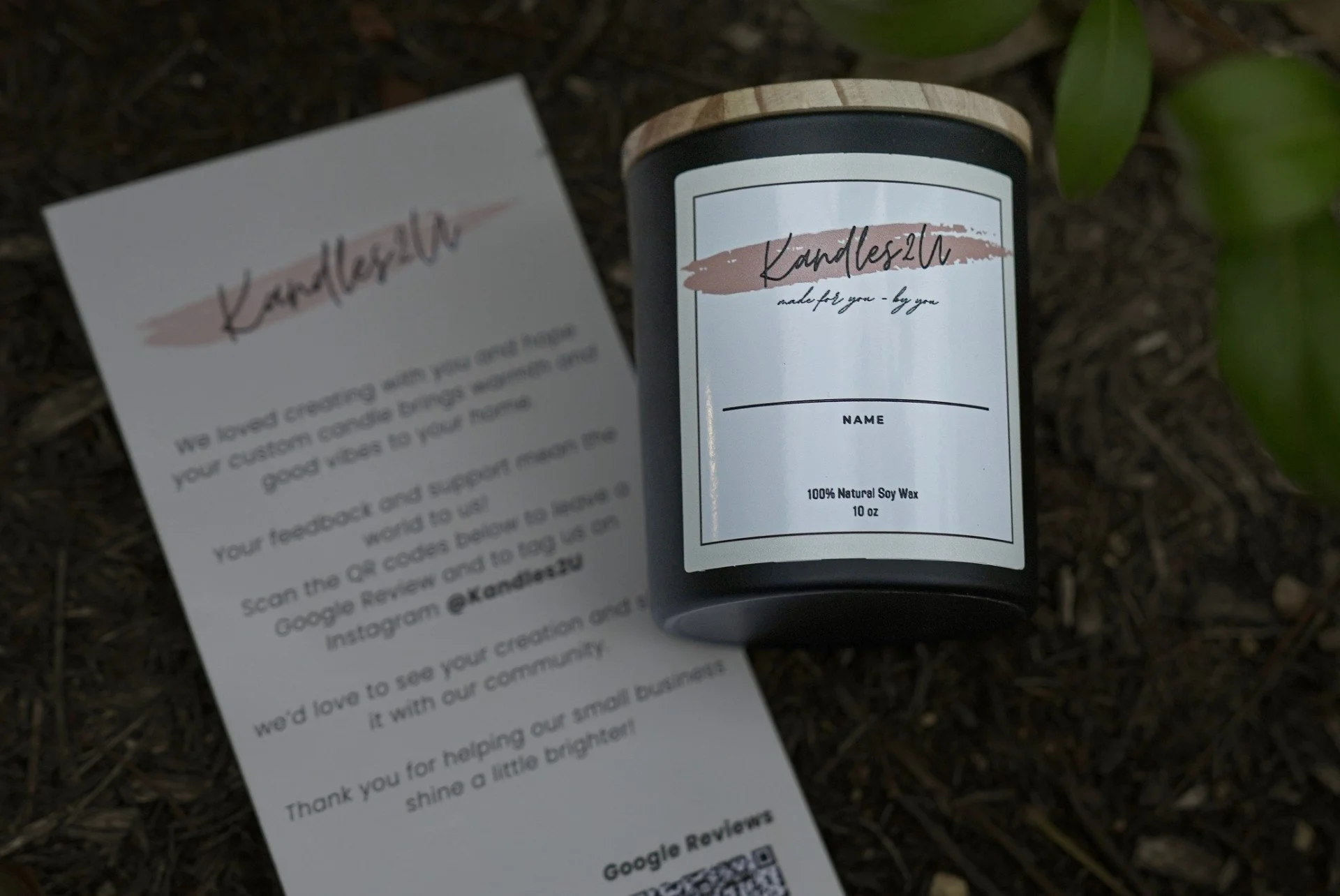 Kandles2u Complete Candle laying in grass with intruction guide for Candle Making Process in Austin Texas.