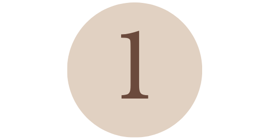 A beige circular background with the number 1 in brown in the center.