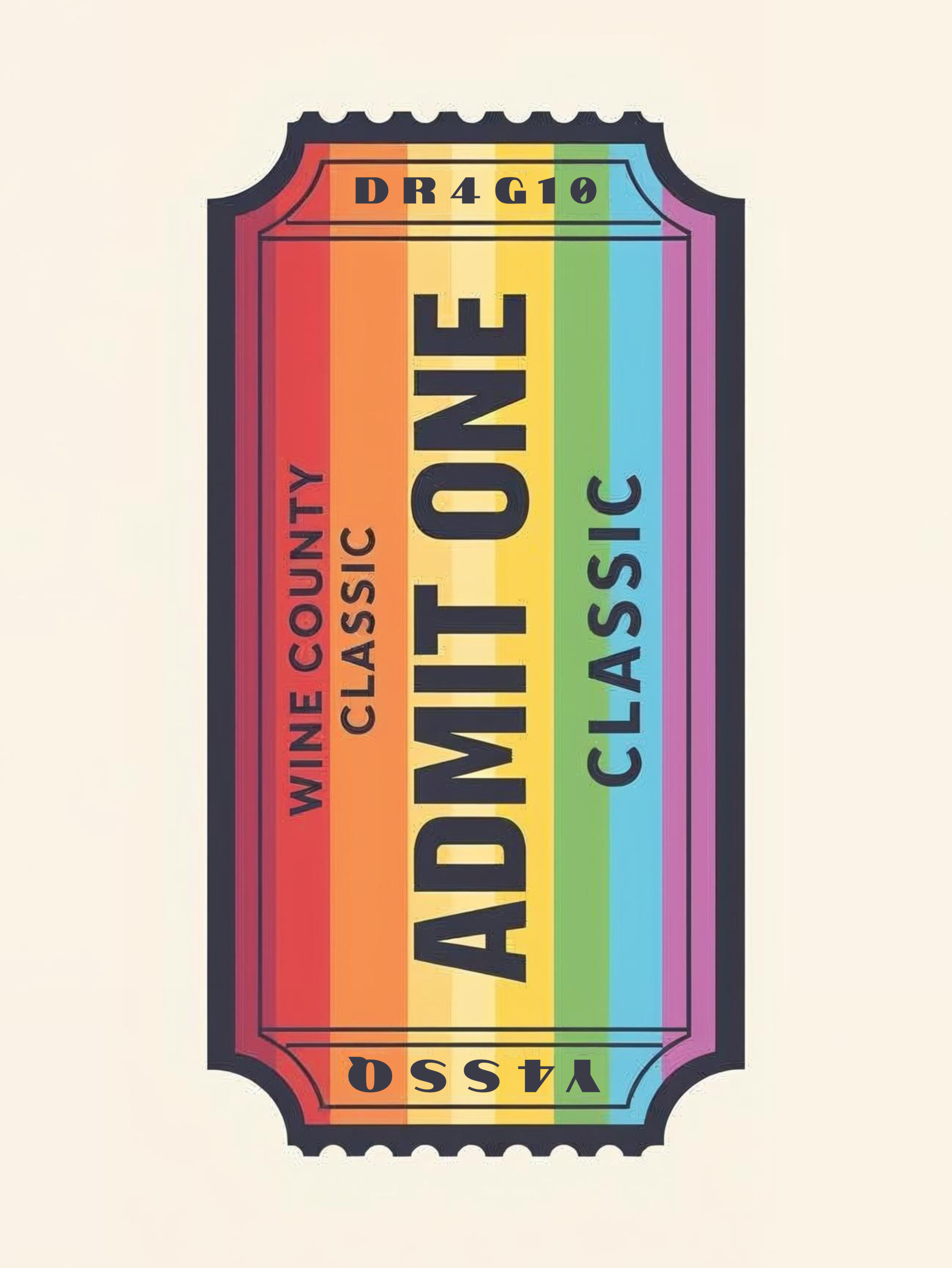 Wine Country Classic admit one ticket with rainbow design