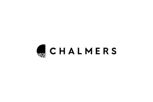Chalmers logo with a partially textured black circle and the word 'Chalmers' in black text on a white background.