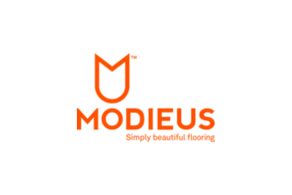 Logo of Modelus flooring company with a stylized 'M' and the slogan 'Simply beautiful flooring'.