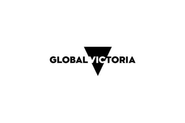 Logo with black inverted triangle and the text 'GLOBAL VICTORIA' split across the triangle.