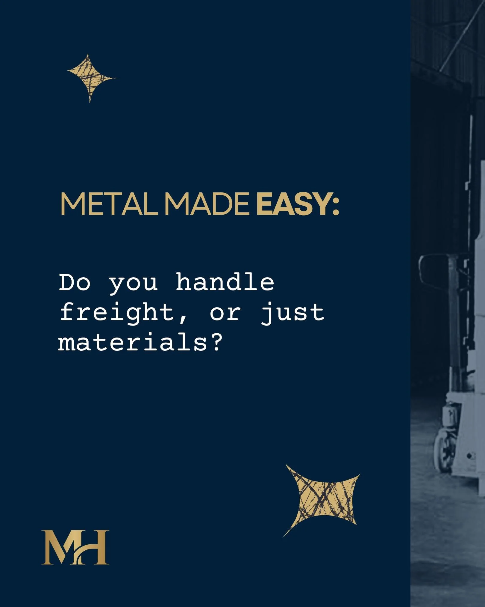 Actually, we do both - sourcing quality metal and coordinating freight directly to your location.

One process, start to finish. ✨