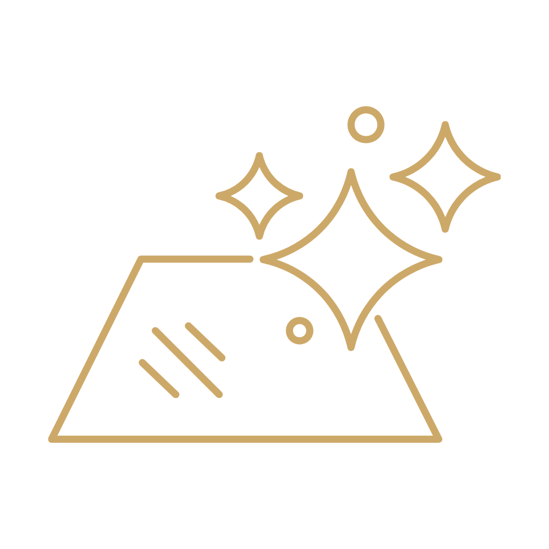 A line drawing of a lava lamp with sparkling stars around it, on a black background.